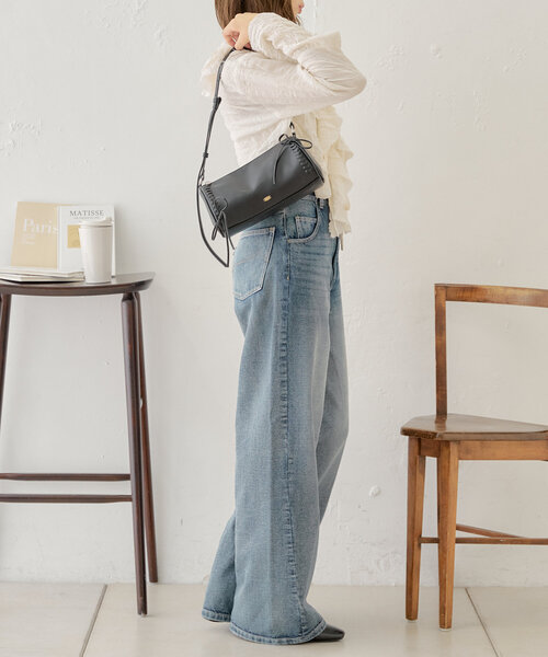 【500mlペットボトル収納可】レースアップデザインサークルバッグ（ショルダーバッグ）｜Chico（チコ）