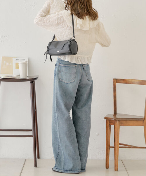 【500mlペットボトル収納可】レースアップデザインサークルバッグ（ショルダーバッグ）｜Chico（チコ）