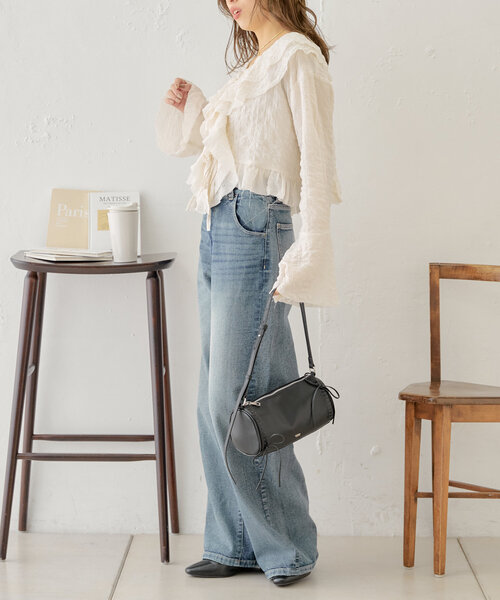 【500mlペットボトル収納可】レースアップデザインサークルバッグ（ショルダーバッグ）｜Chico（チコ）