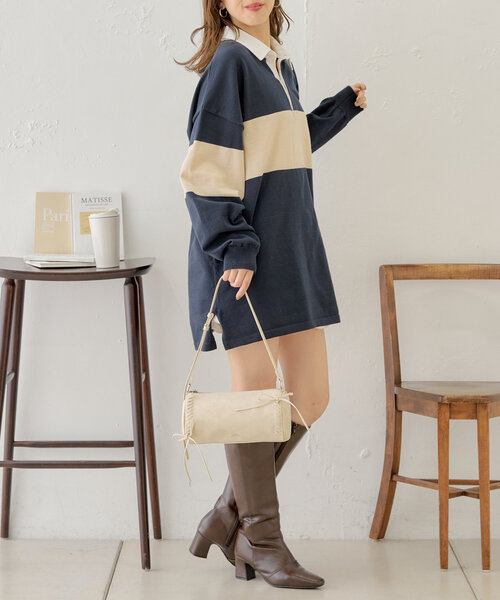 【500mlペットボトル収納可】レースアップデザインサークルバッグ（ショルダーバッグ）｜Chico（チコ）