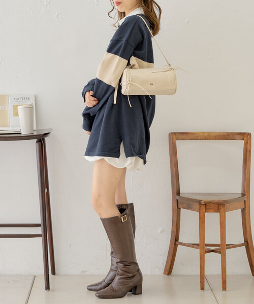 【500mlペットボトル収納可】レースアップデザインサークルバッグ（ショルダーバッグ）｜Chico（チコ）