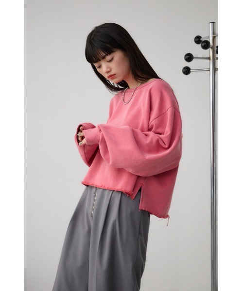 AZUL by moussy（アズールバイマウジー）の「ビンテージライクウラケトップス（スウェット・レディース・ピンク/杢グレー/ブラック・MEDIUM/SMALL）」の19枚目の写真