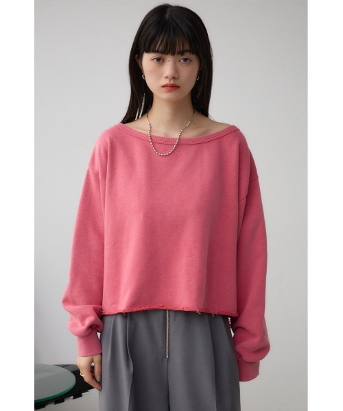 AZUL by moussy（アズールバイマウジー）の「ビンテージライクウラケトップス（スウェット・レディース・ピンク/杢グレー/ブラック・MEDIUM/SMALL）」の10枚目の写真