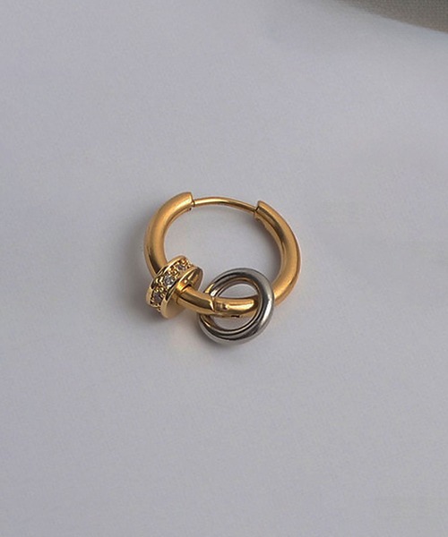 SBG(エスビー)の「SBG ダブルリングフープピアス 片耳(ピアス(片耳用)・メンズ・ブラック/シルバー/ゴールド・FREE)」の3枚目の写真