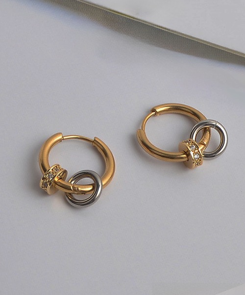 SBG(エスビー)の「SBG ダブルリングフープピアス 片耳(ピアス(片耳用)・メンズ・ブラック/シルバー/ゴールド・FREE)」の10枚目の写真