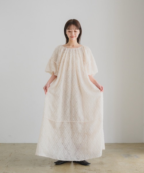 ルネ　イタリー製ジャガード　ワンピース René - Reneチェリー柄TISSUE高級生地シルク混ジャガード