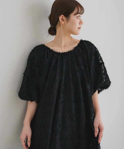 INTER FACTORY（インターファクトリー）の「omayu - ジャガードワンピース【結婚式/オケージョンにも◎】 made in INTER FACTORY（ワンピース・レディース・ブラック/アイボリー・FREE）」の10枚目の写真