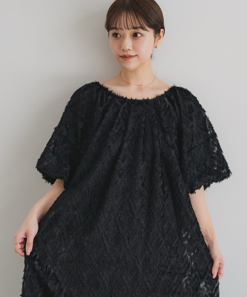 INTER FACTORY（インターファクトリー）の「omayu - ジャガードワンピース【結婚式/オケージョンにも◎】 made in INTER FACTORY（ワンピース・レディース・ブラック/アイボリー・FREE）」の13枚目の写真