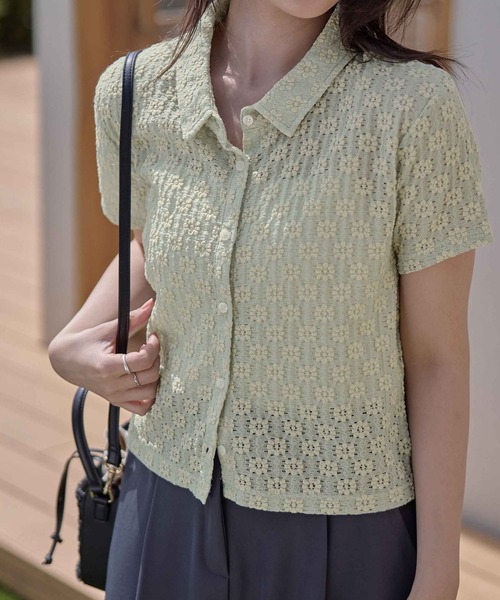 CHAN ME(チャンミ)の「花柄カットレースポロシャツ(シャツ/ブラウス・レディース・ブラック/ブルー/ホワイト・MEDIUM/LARGE/X-LARGE)」の20枚目の写真