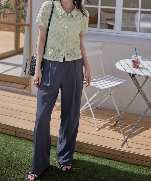 CHAN ME(チャンミ)の「花柄カットレースポロシャツ(シャツ/ブラウス・レディース・ブラック/ブルー/ホワイト・MEDIUM/LARGE/X-LARGE)」の21枚目の写真