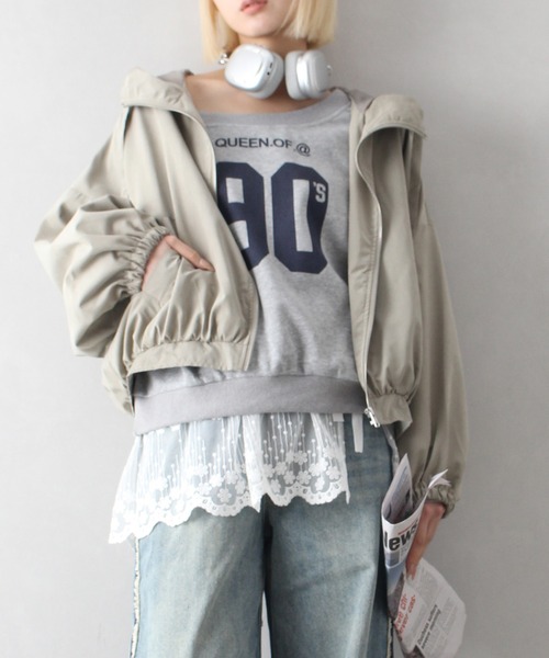 SpRay（スプレイ）の「ピーチショートマウンテンパーカー（マウンテンパーカー・レディース・アイボリー/ライトカーキ/ブラック/グレイッシュベージュ・FREE）」の5枚目の写真