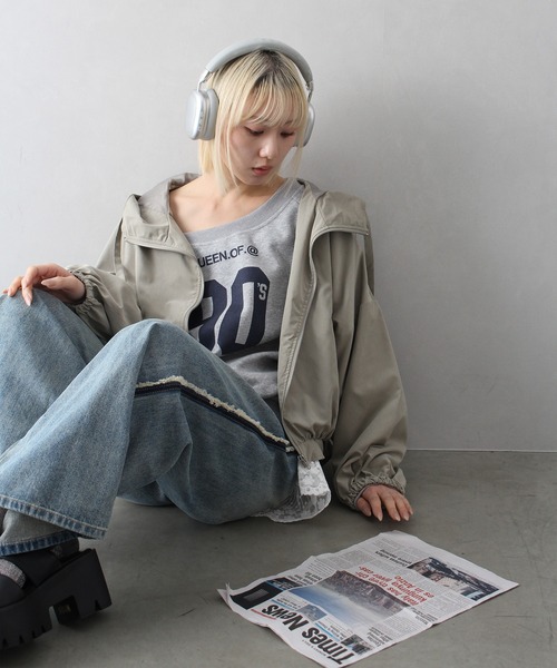 SpRay（スプレイ）の「ピーチショートマウンテンパーカー（マウンテンパーカー・レディース・アイボリー/ライトカーキ/ブラック/グレイッシュベージュ・FREE）」の11枚目の写真