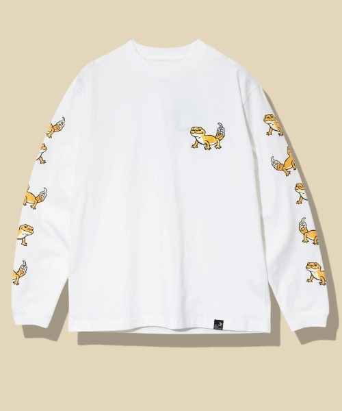 go slow caravan（ゴースローキャラバン）の「USA/C レオパードゲッコー ロングスリーブ TEE（Tシャツ/カットソー・メンズ・ホワイト/ブルー/ラベンダー・SMALL/MEDIUM/LARGE/X-LARGE）」の2枚目の写真