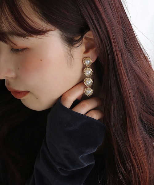colleca la(コレカラ)の「ハートパール ロングイヤリング(イヤリング・レディース・シルバー/ゴールド・FREE)」の4枚目の写真