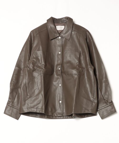 CHIGNON（シニヨン）の「(CHIGNON)フェイクレザージャケット（その他アウター・レディース・カーキ/ブラック・ONE SIZE）」の5枚目の写真