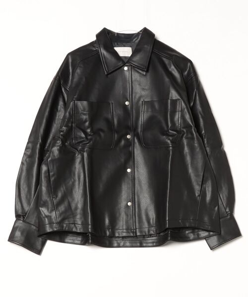 CHIGNON（シニヨン）の「(CHIGNON)フェイクレザージャケット（その他アウター・レディース・カーキ/ブラック・ONE SIZE）」の6枚目の写真
