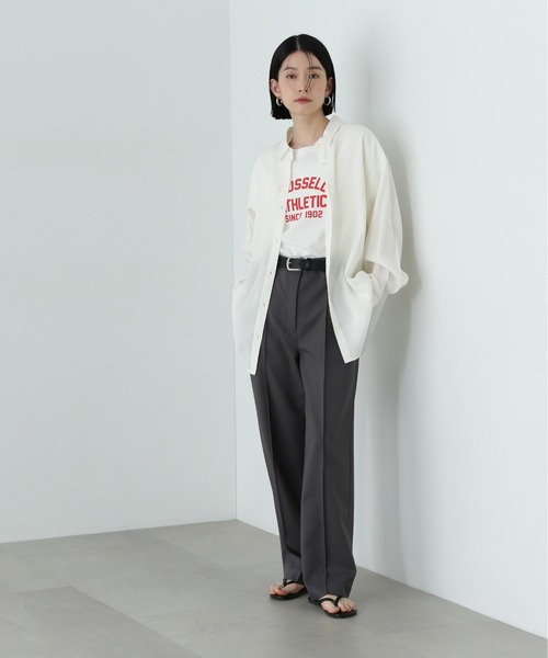 N.(N. Natural Beauty Basic)(エヌエヌナチュラルビューティーベーシック)の「センターコバストレートパンツ(スラックス・レディース・ベージュ/チャコールグレー・SMALL/MEDIUM)」の6枚目の写真