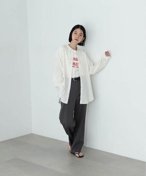 N.(N. Natural Beauty Basic)(エヌエヌナチュラルビューティーベーシック)の「センターコバストレートパンツ(スラックス・レディース・ベージュ/チャコールグレー・SMALL/MEDIUM)」の10枚目の写真