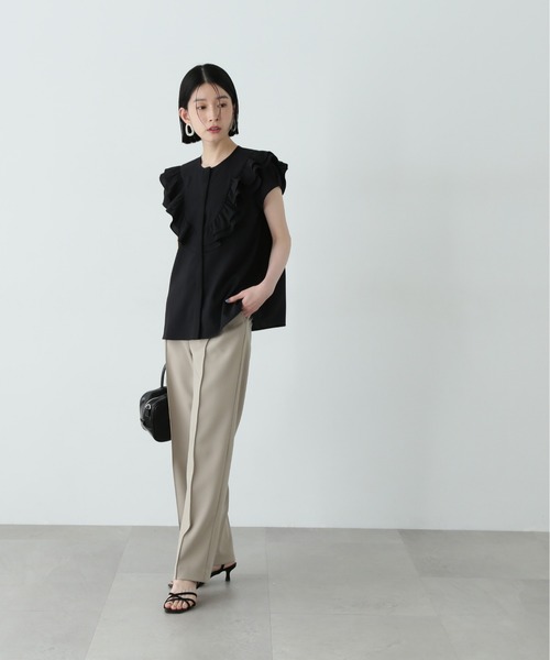 N.(N. Natural Beauty Basic)(エヌエヌナチュラルビューティーベーシック)の「センターコバストレートパンツ(スラックス・レディース・ベージュ/チャコールグレー・SMALL/MEDIUM)」の16枚目の写真