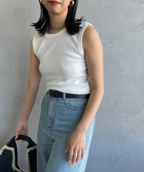 THE SHINZONE（ザ　シンゾーン）の「[THE SHINZONE/ザ シンゾーン] サーキュラーリブ ノースリーブカットソー（タンクトップ・レディース・ブラック/グレー/ホワイト/ブルー・0）」の7枚目の写真