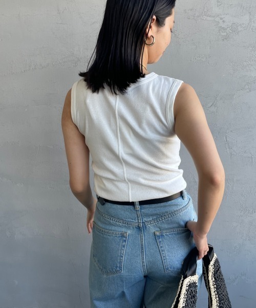 THE SHINZONE（ザ　シンゾーン）の「[THE SHINZONE/ザ シンゾーン] サーキュラーリブ ノースリーブカットソー（タンクトップ・レディース・ブラック/グレー/ホワイト/ブルー・0）」の6枚目の写真