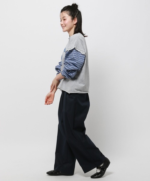 niko and...（ニコアンド）の「チェックスリーブフリルプルオーバー（Tシャツ/カットソー・レディース・ナチュラル/グレー/チャコール・LARGE/MEDIUM）」の5枚目の写真