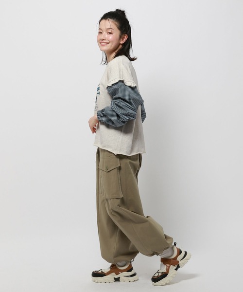 niko and...（ニコアンド）の「チェックスリーブフリルプルオーバー（Tシャツ/カットソー・レディース・ナチュラル/グレー/チャコール・LARGE/MEDIUM）」の12枚目の写真