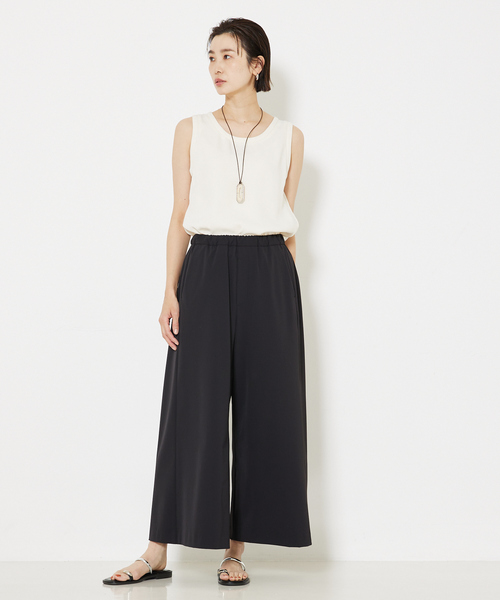 qualite（カリテ）の「トルコサテンノースリーブ/ノースリーブトップス（Tシャツ/カットソー・レディース・チャコールグレー/ライム/アイボリー・フリー）」の16枚目の写真