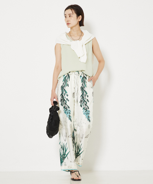 qualite（カリテ）の「トルコサテンノースリーブ/ノースリーブトップス（Tシャツ/カットソー・レディース・チャコールグレー/ライム/アイボリー・フリー）」の19枚目の写真