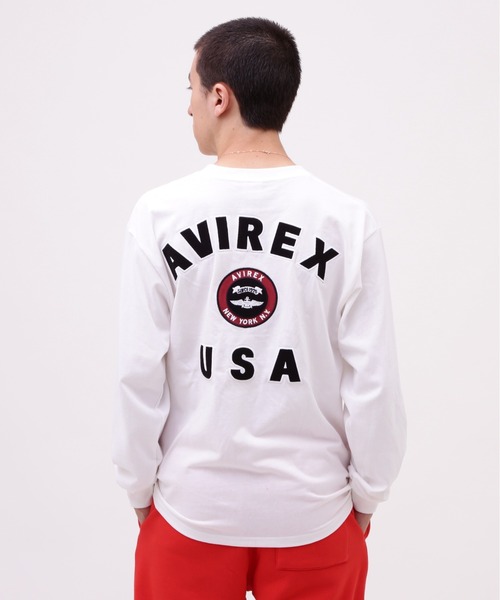 AVIREX（アヴィレックス）の「VARSITY LOGO LONGSLEEVE T-SHIRT / バーシティ ロゴ 長袖Tシャツ / AVIREX / アヴィレックス（Tシャツ/カットソー・メンズ・オフホワイト/オレンジ/ネイビー/ブラック・XX-LARGE/X-LARGE/MEDIUM/LARGE）」の6枚目の写真