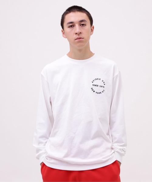 AVIREX（アヴィレックス）の「VARSITY LOGO LONGSLEEVE T-SHIRT / バーシティ ロゴ 長袖Tシャツ / AVIREX / アヴィレックス（Tシャツ/カットソー・メンズ・オフホワイト/オレンジ/ネイビー/ブラック・XX-LARGE/X-LARGE/MEDIUM/LARGE）」の5枚目の写真