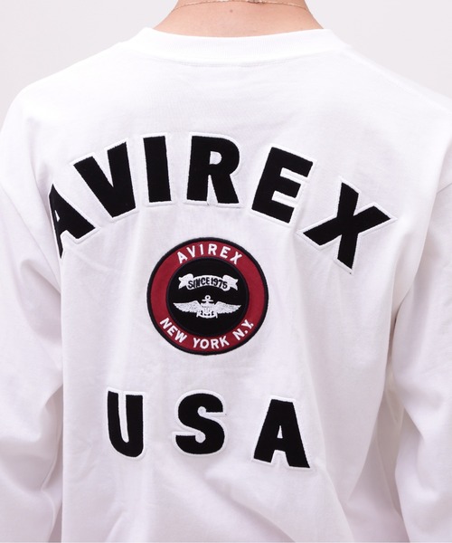 AVIREX（アヴィレックス）の「VARSITY LOGO LONGSLEEVE T-SHIRT / バーシティ ロゴ 長袖Tシャツ / AVIREX / アヴィレックス（Tシャツ/カットソー・メンズ・オフホワイト/オレンジ/ネイビー/ブラック・XX-LARGE/X-LARGE/MEDIUM/LARGE）」の14枚目の写真