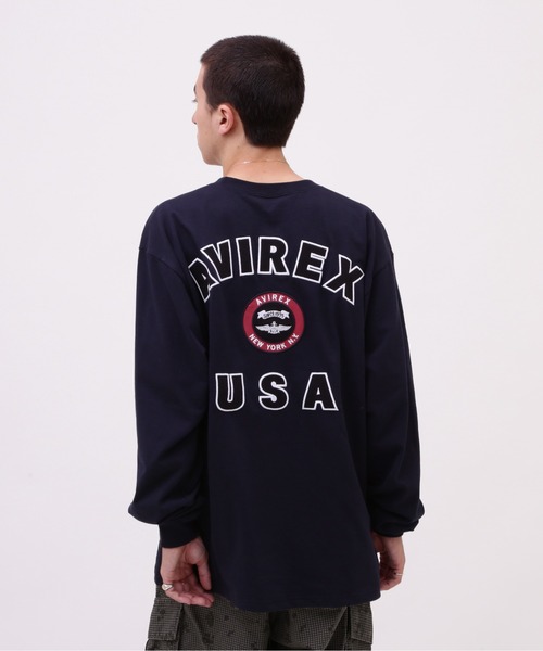 AVIREX（アヴィレックス）の「VARSITY LOGO LONGSLEEVE T-SHIRT / バーシティ ロゴ 長袖Tシャツ / AVIREX / アヴィレックス（Tシャツ/カットソー・メンズ・オフホワイト/オレンジ/ネイビー/ブラック・XX-LARGE/X-LARGE/MEDIUM/LARGE）」の20枚目の写真