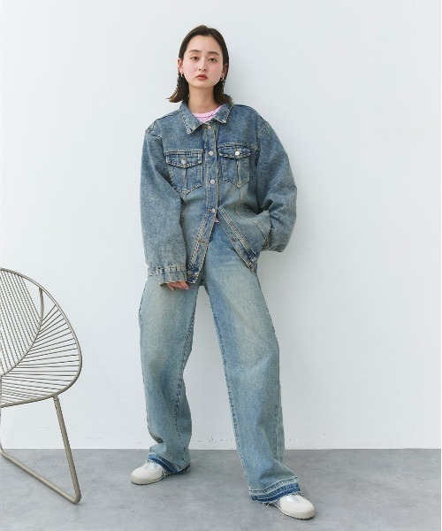 ad thie(アドティエ)の「オーバーサイズ デニムジャケット(デニムジャケット・レディース・ブルー・FREE)」の19枚目の写真