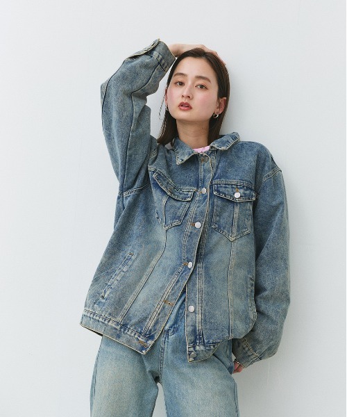 ad thie(アドティエ)の「オーバーサイズ デニムジャケット(デニムジャケット・レディース・ブルー・FREE)」の20枚目の写真