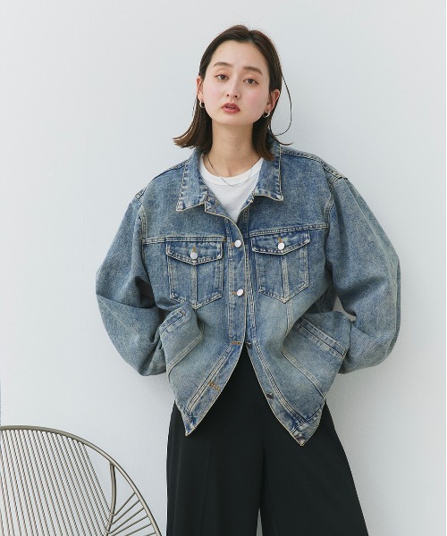 ad thie(アドティエ)の「オーバーサイズ デニムジャケット(デニムジャケット・レディース・ブルー・FREE)」の18枚目の写真