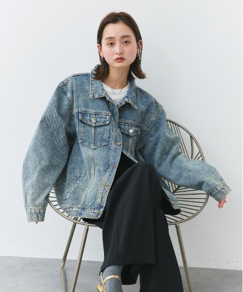 ad thie(アドティエ)の「オーバーサイズ デニムジャケット(デニムジャケット・レディース・ブルー・FREE)」の8枚目の写真