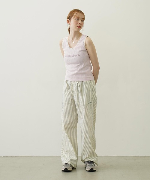 MILKFED.（ミルクフェド）の「COOPER LOGO LACE TANK TOP（タンクトップ・レディース・ライトピンク/オフホワイト/ブラック・ONE SIZE）」の7枚目の写真