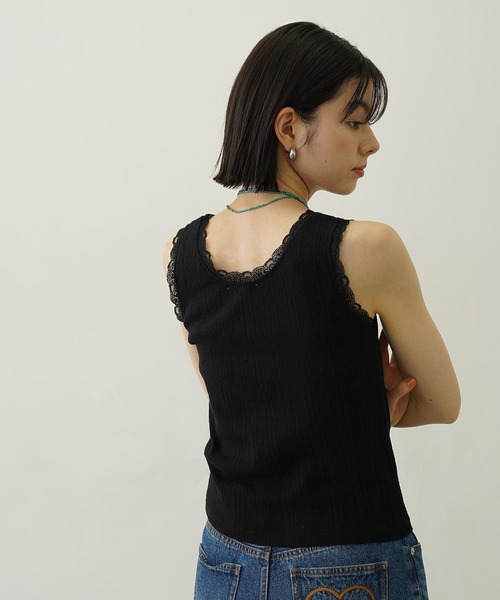 MILKFED.（ミルクフェド）の「COOPER LOGO LACE TANK TOP（タンクトップ・レディース・ライトピンク/オフホワイト/ブラック・ONE SIZE）」の19枚目の写真