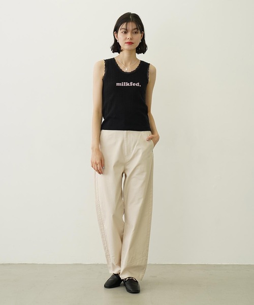 MILKFED.（ミルクフェド）の「COOPER LOGO LACE TANK TOP（タンクトップ・レディース・ライトピンク/オフホワイト/ブラック・ONE SIZE）」の21枚目の写真