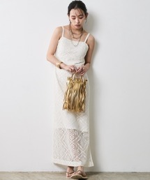 CHIC STYLE | レースキャミソールストレートロングワンピース＜大きいサイズ有＞シックスタイル(ワンピース)