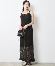 CHIC STYLE | レースキャミソールストレートロングワンピース＜大きいサイズ有＞シックスタイル(ワンピース)