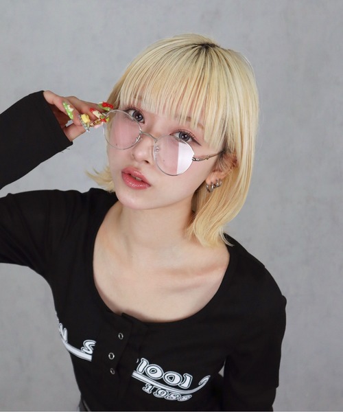 BARELY BLUE（ベアリーブルー）の「【 BARELY BLUE / ベアリーブルー 】 細フチ スパーク デザイン クリア レンズ メガネ（メガネ・レディース・ブラック/シルバー/ゴールド・FREE）」の15枚目の写真