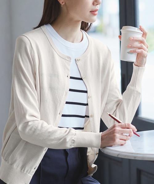 ROPE' PICNIC(ロペピクニック)の「【UVカット・吸水速乾・遮熱】Comfort Seriesコンフォートシリーズ/カーディガン(カーディガン/ボレロ・レディース・ブルー/ピンク系その他2/ブルー系その他6/キナリ/ブラック・40/38)」の2枚目の写真