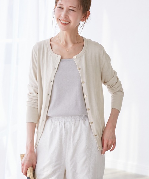 ROPE' PICNIC(ロペピクニック)の「【UVカット・吸水速乾・遮熱】Comfort Seriesコンフォートシリーズ/カーディガン(カーディガン/ボレロ・レディース・ブルー/ピンク系その他2/ブルー系その他6/キナリ/ブラック・40/38)」の9枚目の写真