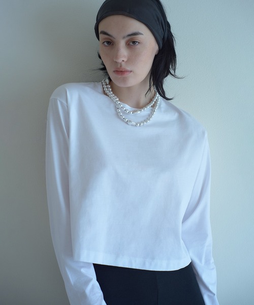 IRIS47(イリスフォーセブン)の「【IRIS 47】silky long tops/シルキー ロング トップス dress24 ※(Tシャツ/カットソー・レディース・ホワイト/ブラック・FREE)」の7枚目の写真
