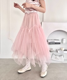 【ZARA】プリントチュールロングスカート ピンク | 5039/121/620 プリントチュールロングスカート - ピンク | ZARA Japan / 日本