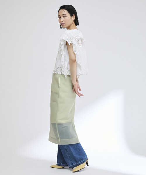 Firsthand（ファーストハンド）の「Firsthand/ファーストハンド インドレース スクエア フリルブラウス / ショート丈 レースブラウス（シャツ/ブラウス・レディース・ホワイト/ブラック・FREE）」の18枚目の写真