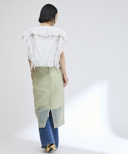 Firsthand（ファーストハンド）の「Firsthand/ファーストハンド インドレース スクエア フリルブラウス / ショート丈 レースブラウス（シャツ/ブラウス・レディース・ホワイト/ブラック・FREE）」の20枚目の写真