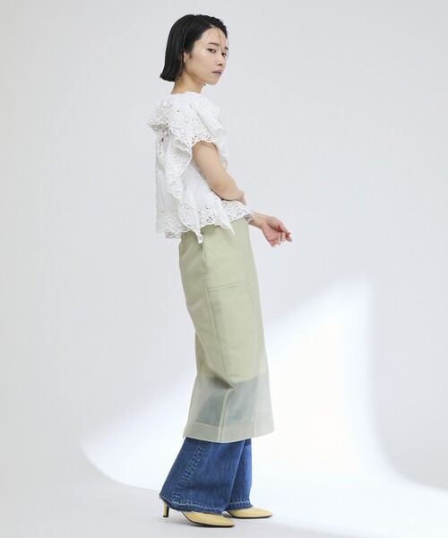 Firsthand（ファーストハンド）の「Firsthand/ファーストハンド インドレース スクエア フリルブラウス / ショート丈 レースブラウス（シャツ/ブラウス・レディース・ホワイト/ブラック・FREE）」の21枚目の写真